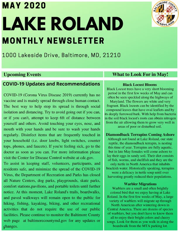 May 2020 Lake Roland Newsletter